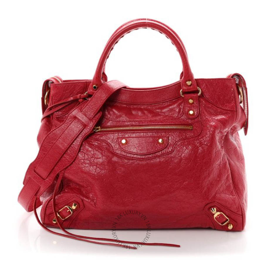 Túi xách đeo chéo Balenciaga Agneau Classic Gold Hardware Velo Rouge Sapphire BLG171