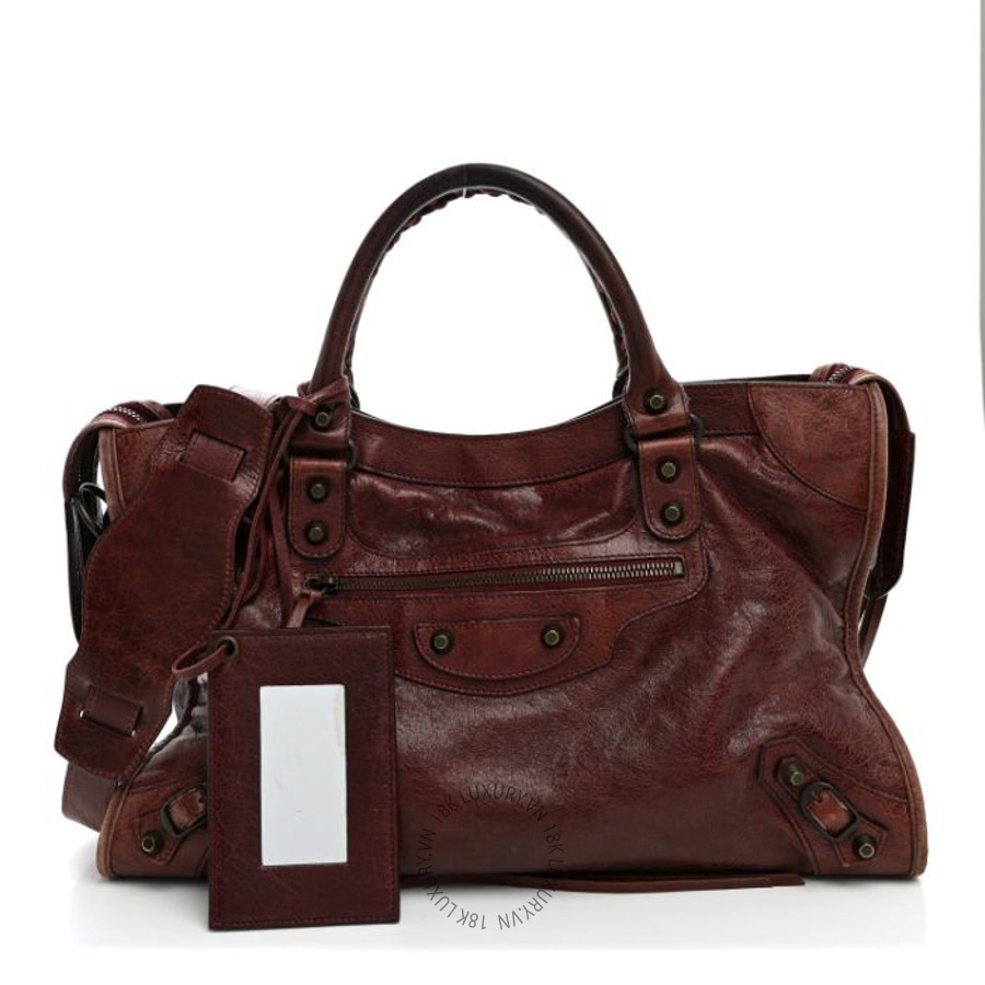 Túi xách đeo chéo Balenciaga Agneau Classic Hardware City Dark Wine BLG130