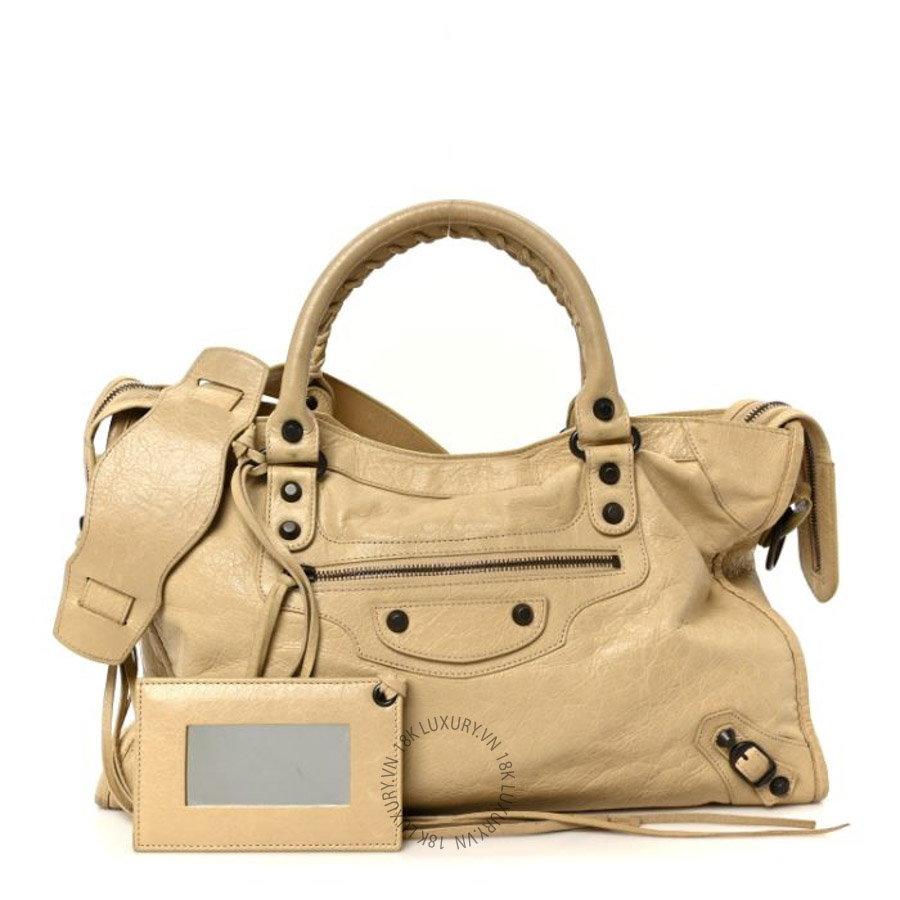 Túi xách đeo chéo Balenciaga Agneau Classic Hardware City Dune BLG215