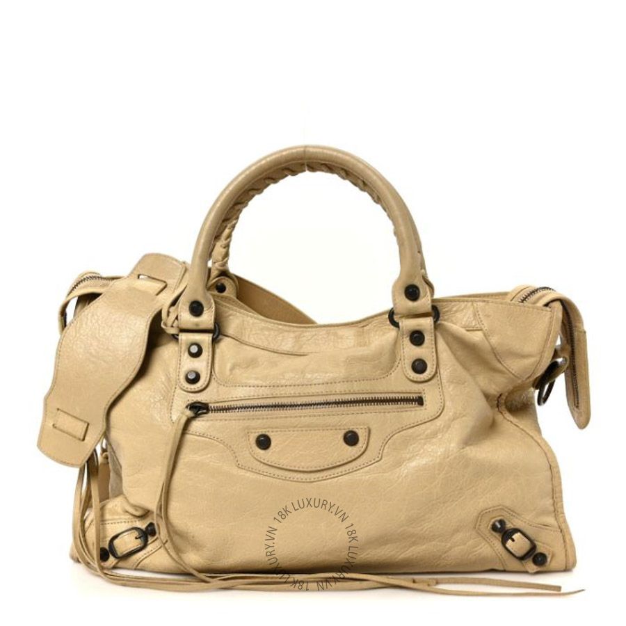Túi xách đeo chéo Balenciaga Agneau Classic Hardware City Dune BLG215