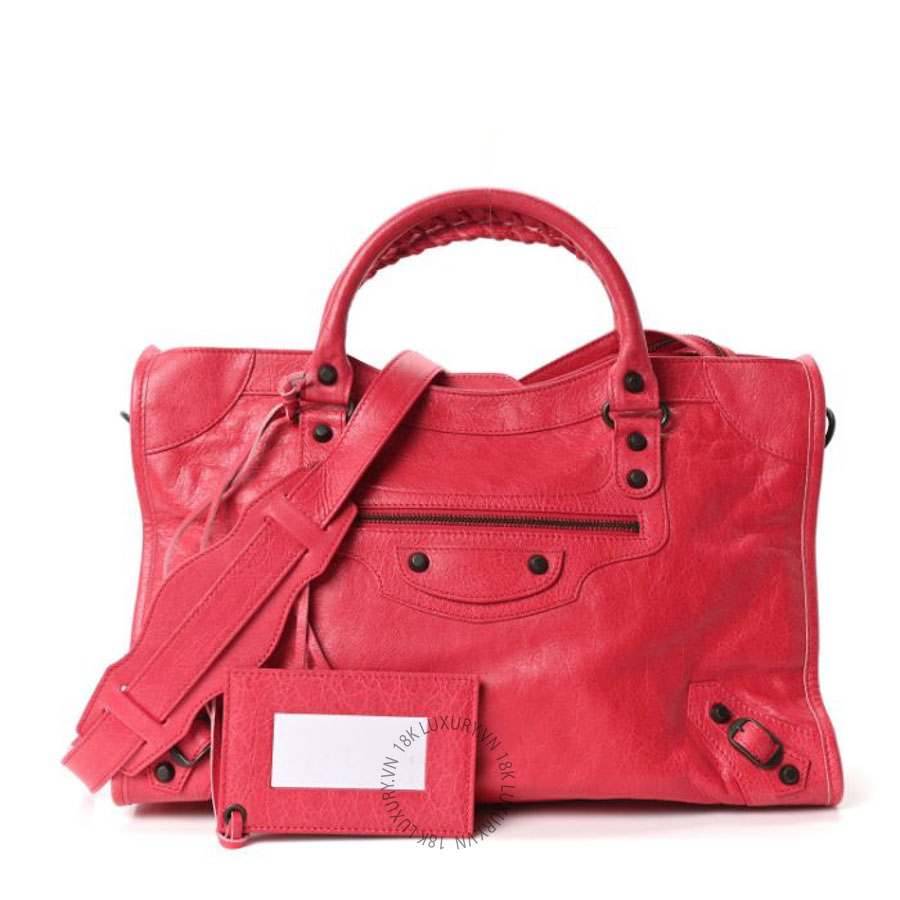 Túi xách đeo chéo Balenciaga Agneau Classic Hardware City Rose Thulian BLG229
