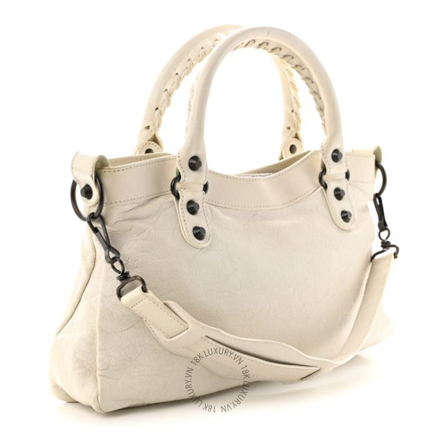 Túi xách đeo chéo Balenciaga Agneau Classic Hardware First White Light BLG367
