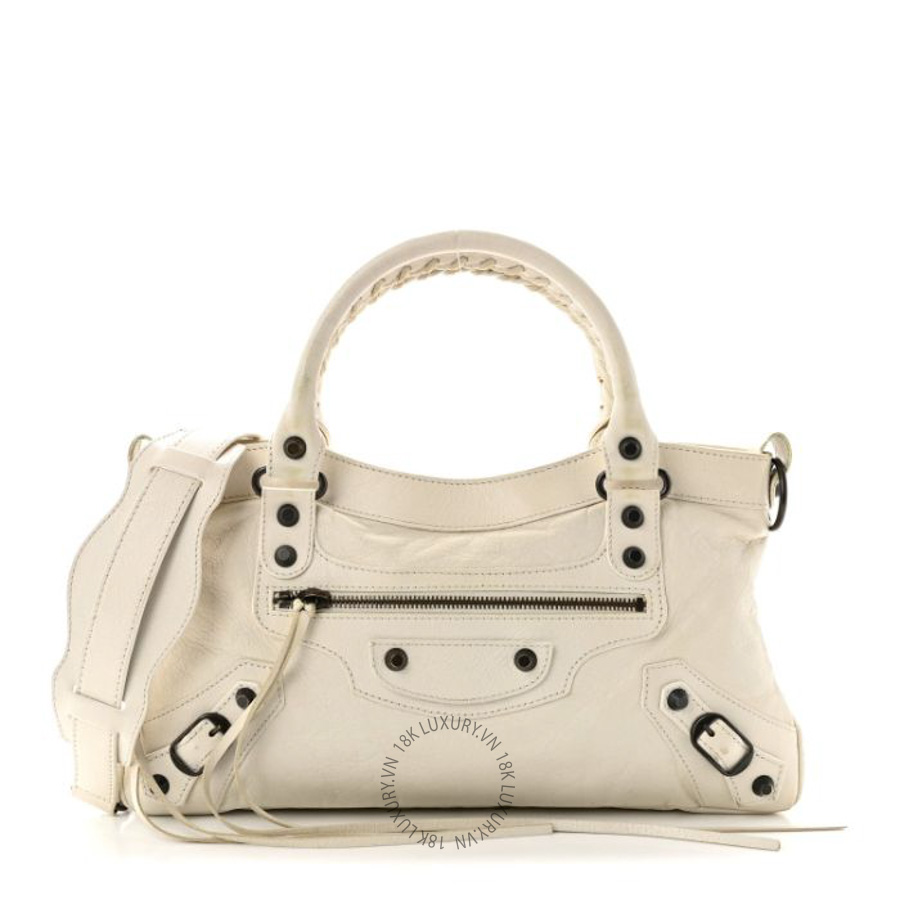 Túi xách đeo chéo Balenciaga Agneau Classic Hardware First White Light BLG367