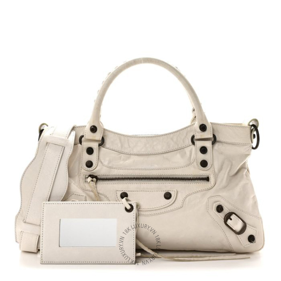 Túi xách đeo chéo Balenciaga Agneau Classic Hardware First White Light White Light BLG356