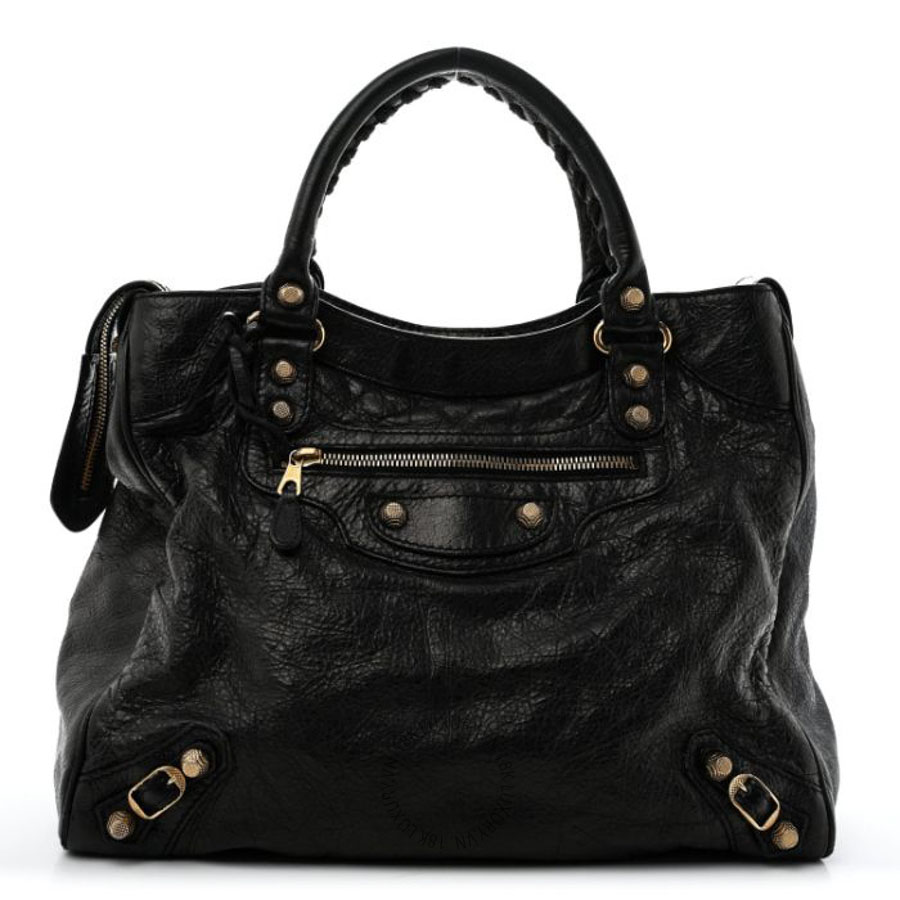 Túi xách đeo chéo Balenciaga Agneau Giant 12 Gold Hardware Velo Black BLG256