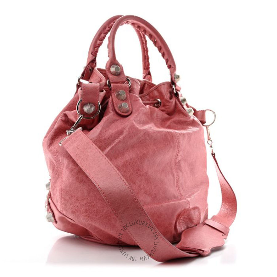 Túi xách đeo chéo Balenciaga Agneau Giant 21 Silver Hardware Pompon Framboise BLG251