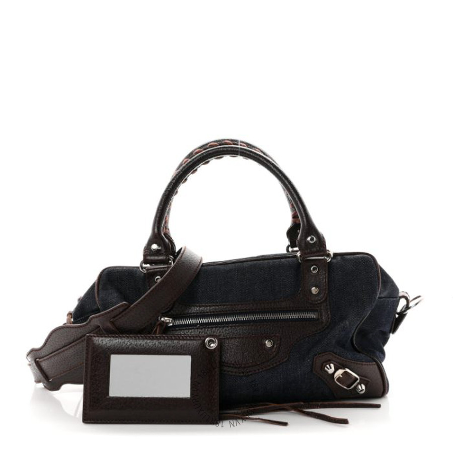 Túi xách đeo chéo Balenciaga Denim Box Bag Chocolate BLG144