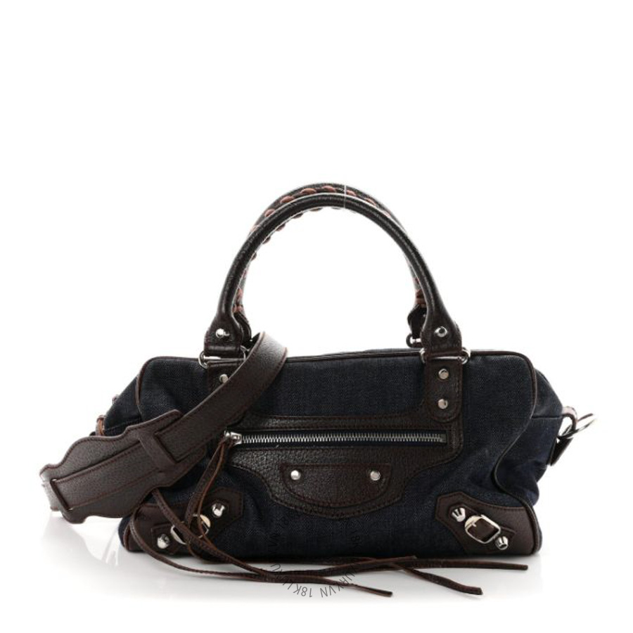Túi xách đeo chéo Balenciaga Denim Box Bag Chocolate BLG144