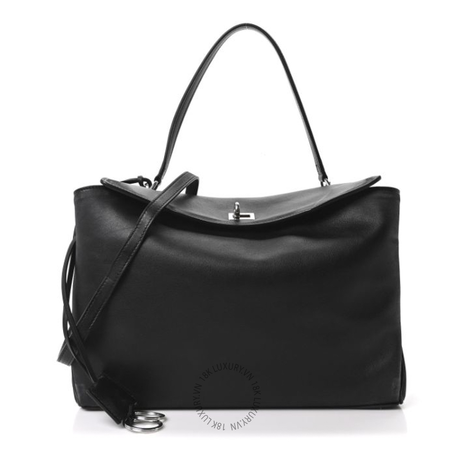 Túi xách đeo chéo Balenciaga Natural Smooth Calfskin Medium Rodeo Top Handle Handbag Black BLG388