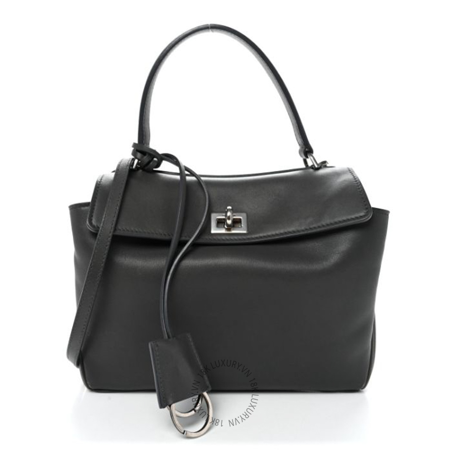 Túi xách đeo chéo Balenciaga Natural Smooth Calfskin Mini Rodeo Top Handle Handbag Black BLG119