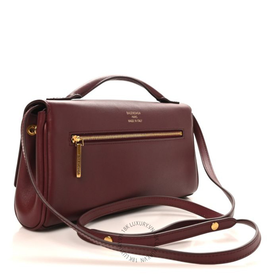 Túi xách đeo chéo Balenciaga Smooth Calfskin Small Bel Air Clutch On Strap Dark Burgundy Dark Burgundy BLG457