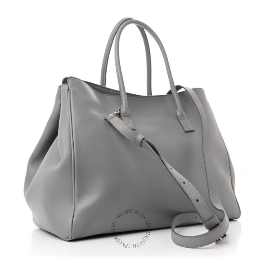 Túi xách đeo chéo Balenciaga Smooth Calfskin Small Hampton Carry All Bag Grey BLG445