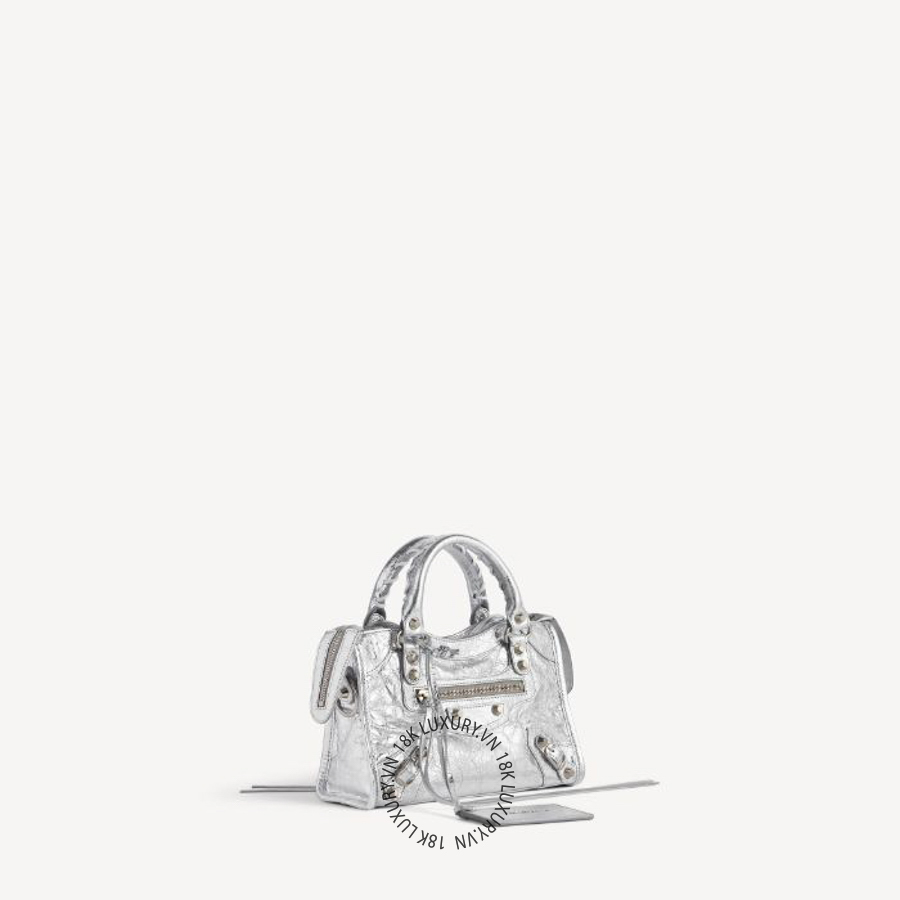 Túi xách đeo chéo Balenciaga Women's Le City Bag Mini in Silver 8657632AB4V8122 BLT254