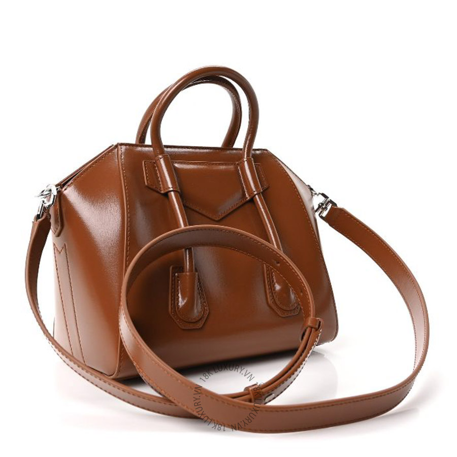 Túi xách đeo chéo Givenchy Box Calfskin Mini Lock Antigona Shoulder Bag Tan TGV050