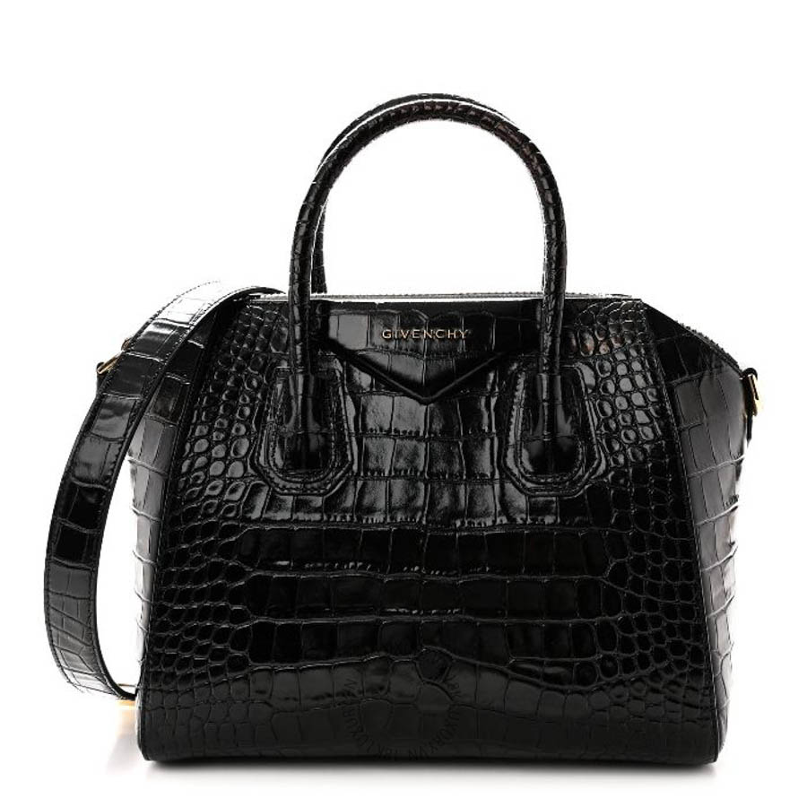 Túi xách đeo chéo Givenchy Calfskin Crocodile Embossed Small Antigona Black TGV083
