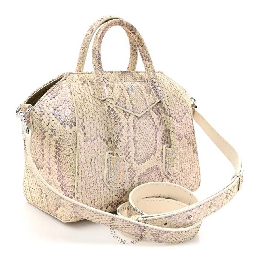 Túi xách đeo chéo Givenchy Snakeskin Mini Lock Antigona Shoulder Bag Dusty Gold Beige TGV164