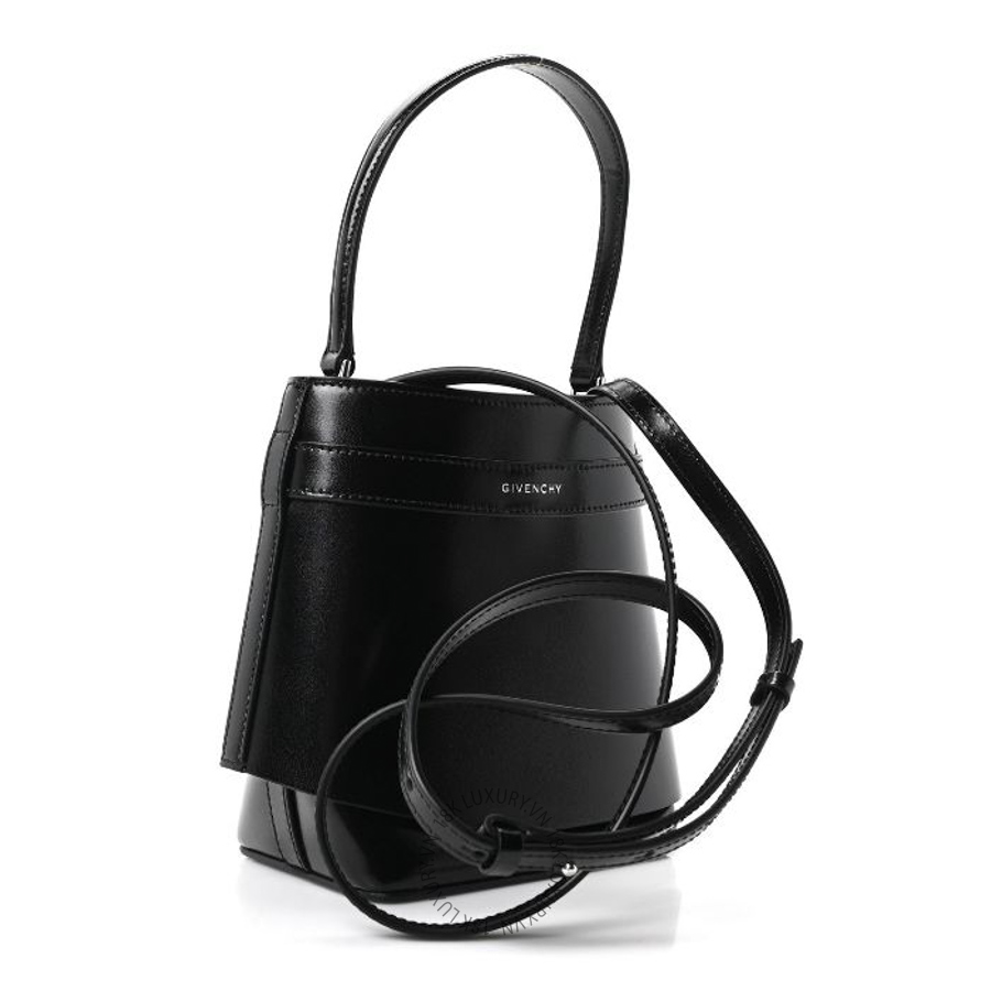 Túi xách đeo chéo mini Givenchy Box Calfskin Shark Lock Bucket Bag Black TGV043