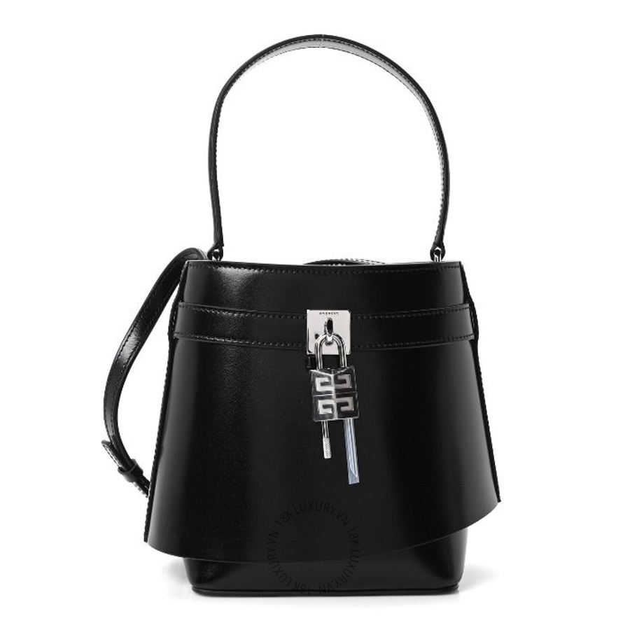 Túi xách đeo chéo mini Givenchy Box Calfskin Shark Lock Bucket Bag Black TGV043