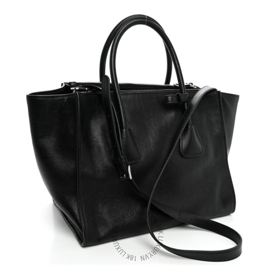 Túi xách đeo chéo Prada Glace Calf Twin Pocket Tote Black FPTP132
