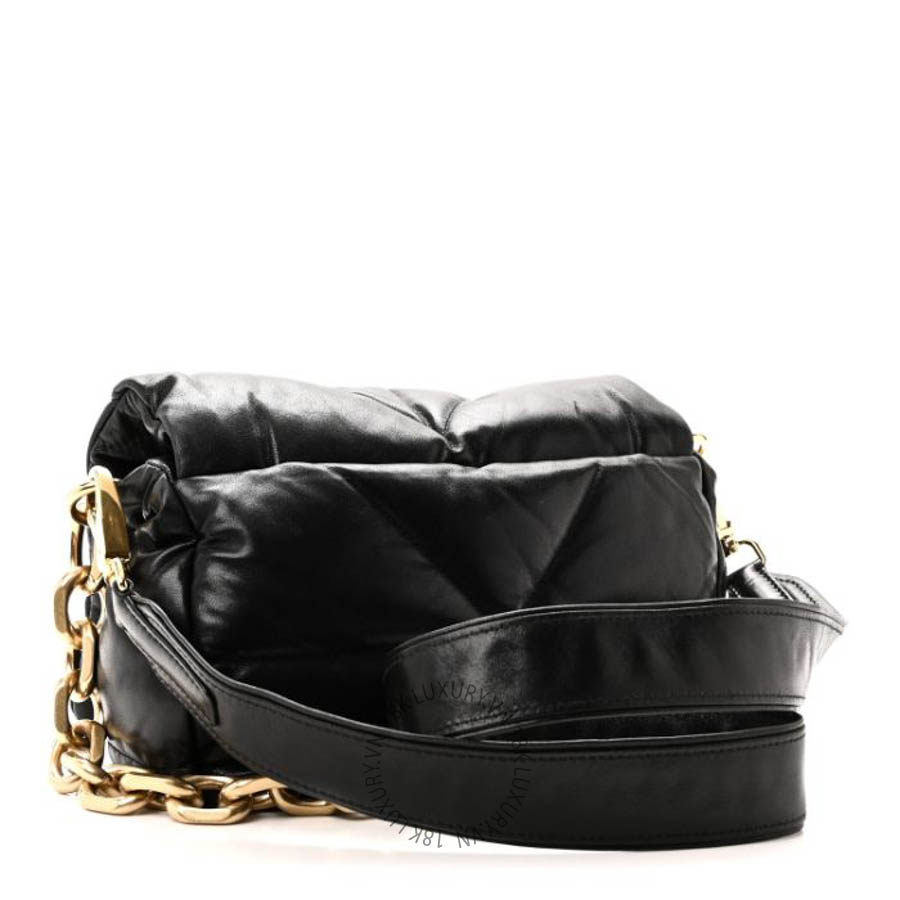 Túi xách đeo chéo Prada Nappa Soft Padded Logo Embossed Triangle Quilted Small Shoulder Bag Black FPTP426