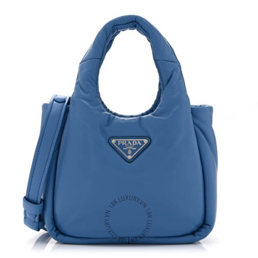 Túi xách đeo chéo Prada Nappa Soft Padded Small Double Handled Shoulder Bag Celeste FPTP344
