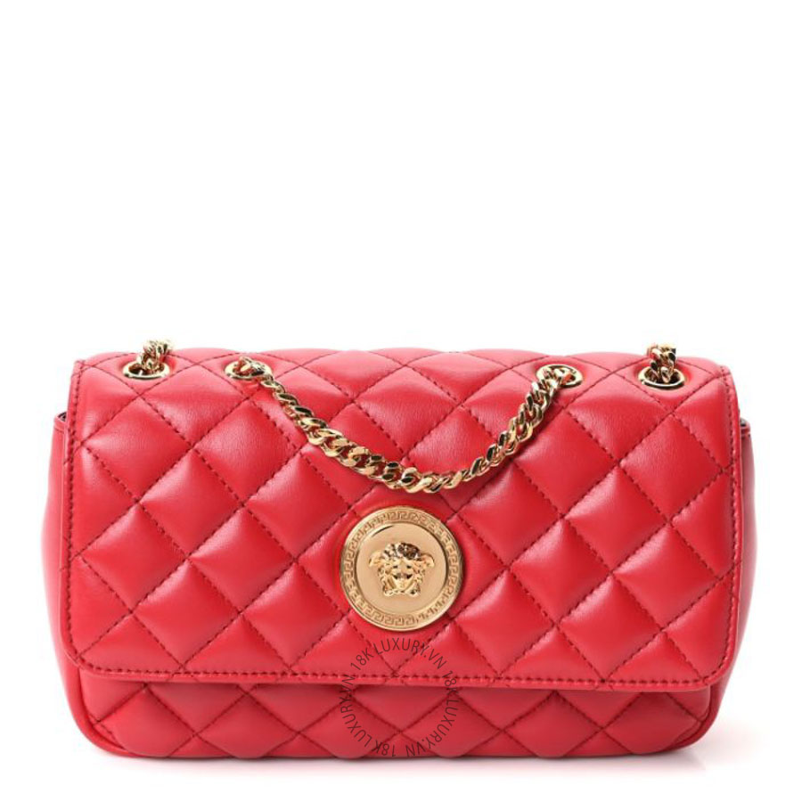 Túi xách đeo chéo Versace Nappa Quilted Medusa Chain Crossbody Red TVS09