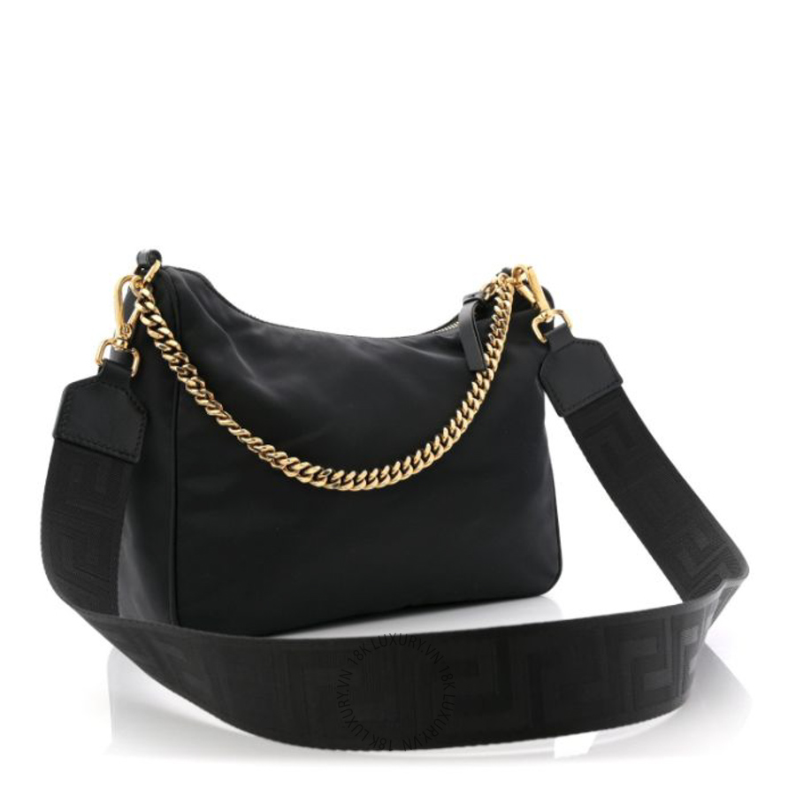 Túi xách đeo chéo Versace Nylon Tribute Chain Crossbody Shoulder Bag Black TVS01