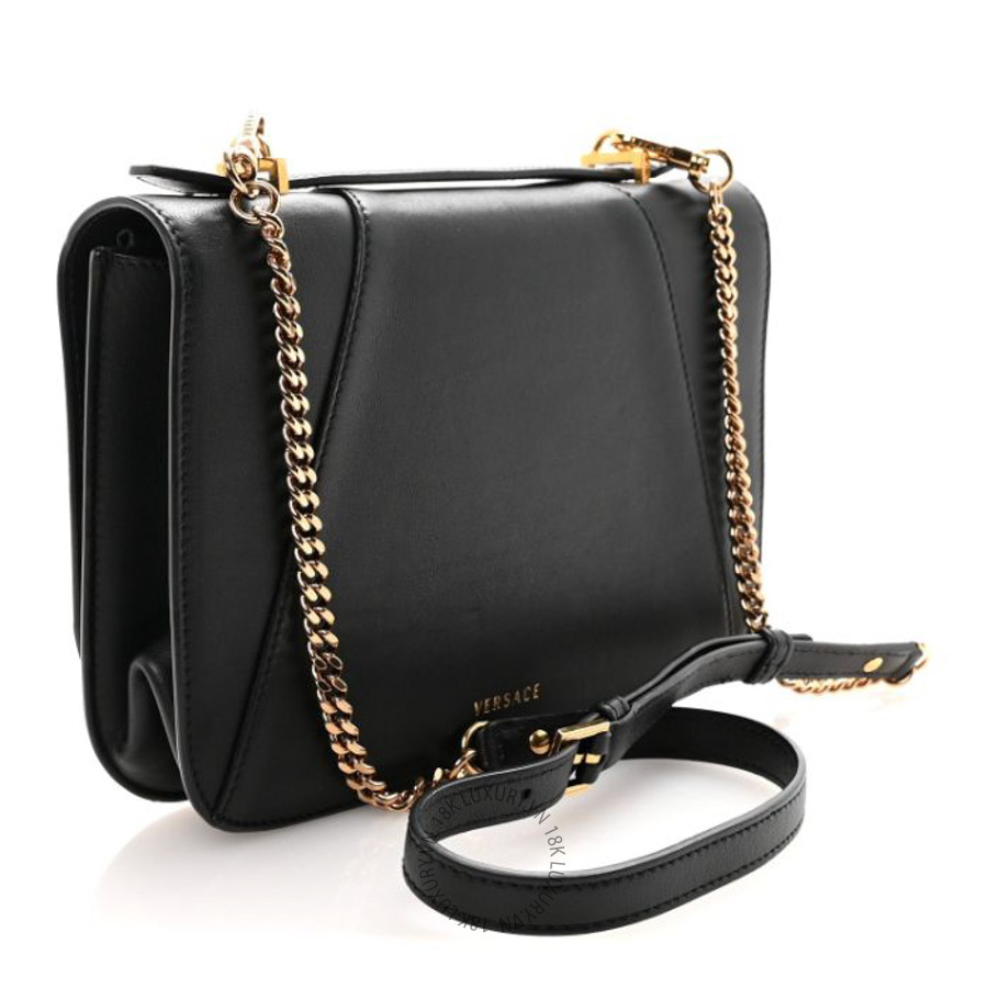 Túi xách đeo chéo Versace Vitello Barocco Virtus Top Handle Shoulder Bag Black TVS12