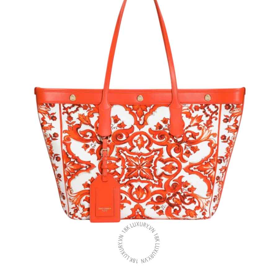 Túi xách Dolce Gabbana Atene shopping bag in majolica-print canvas BB7826AN220ID3TN