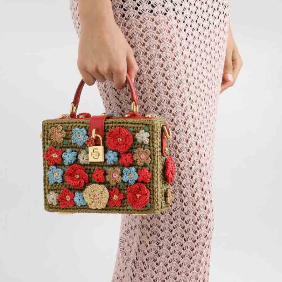 Túi xách Dolce Gabbana Dolce Box raffia crochet handbag BB5970AZ3508B645