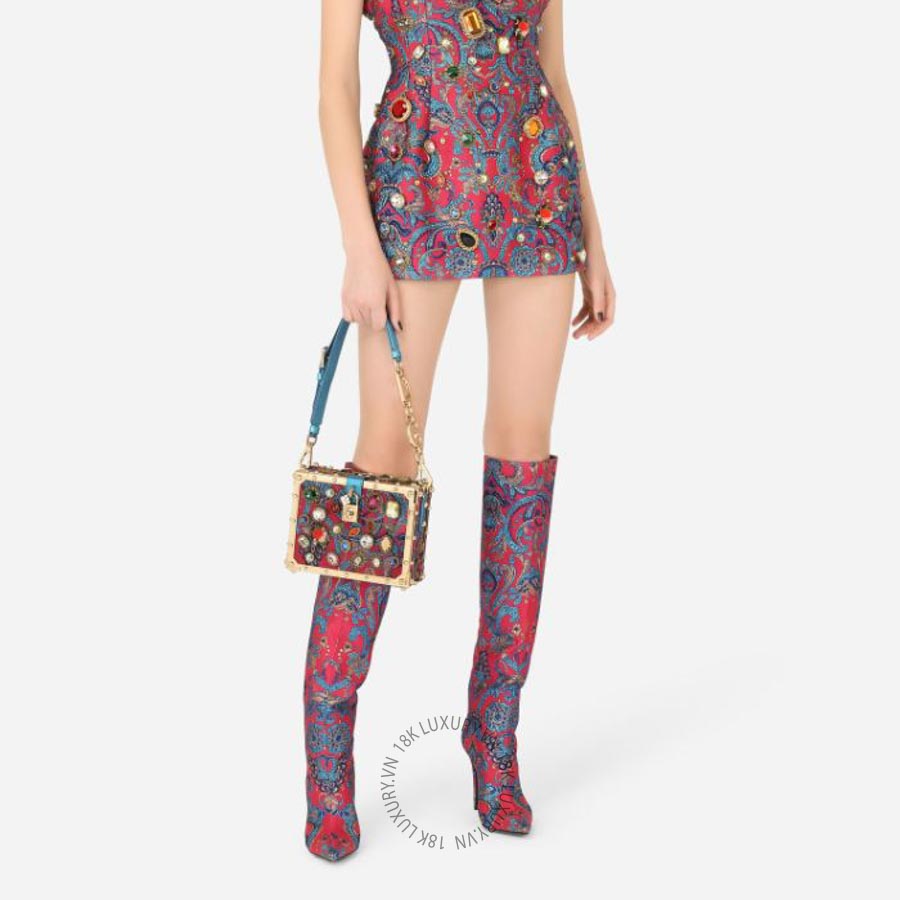 Túi xách Dolce Gabbana Jacquard Dolce Box bag with embroidery BB7165AY5938V933