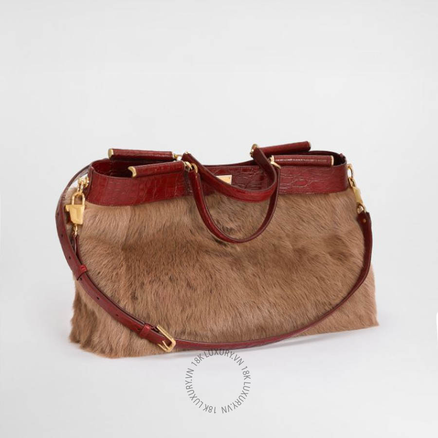 Túi xách Dolce Gabbana My Sicily shearling and alligator handbag BB7936B2X038Z497