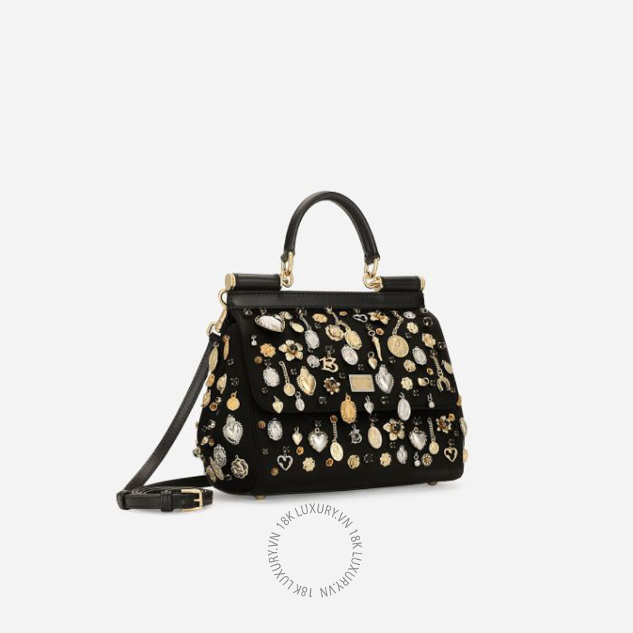 Túi xách Dolce Gabbana Small Sicily satin handbag with embroidered charms BB6003AV8878S574