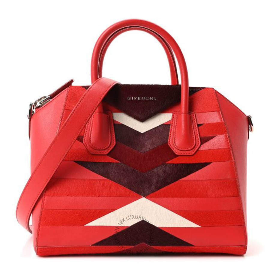 Túi xách Givenchy Calf Hair Smooth Calfskin Geometric Small Antigona Red TGV139