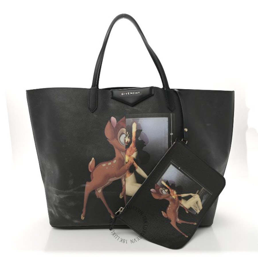 Túi xách Givenchy Textured Coated Canvas Bambi Print Large Antigona Tote Black TGV147