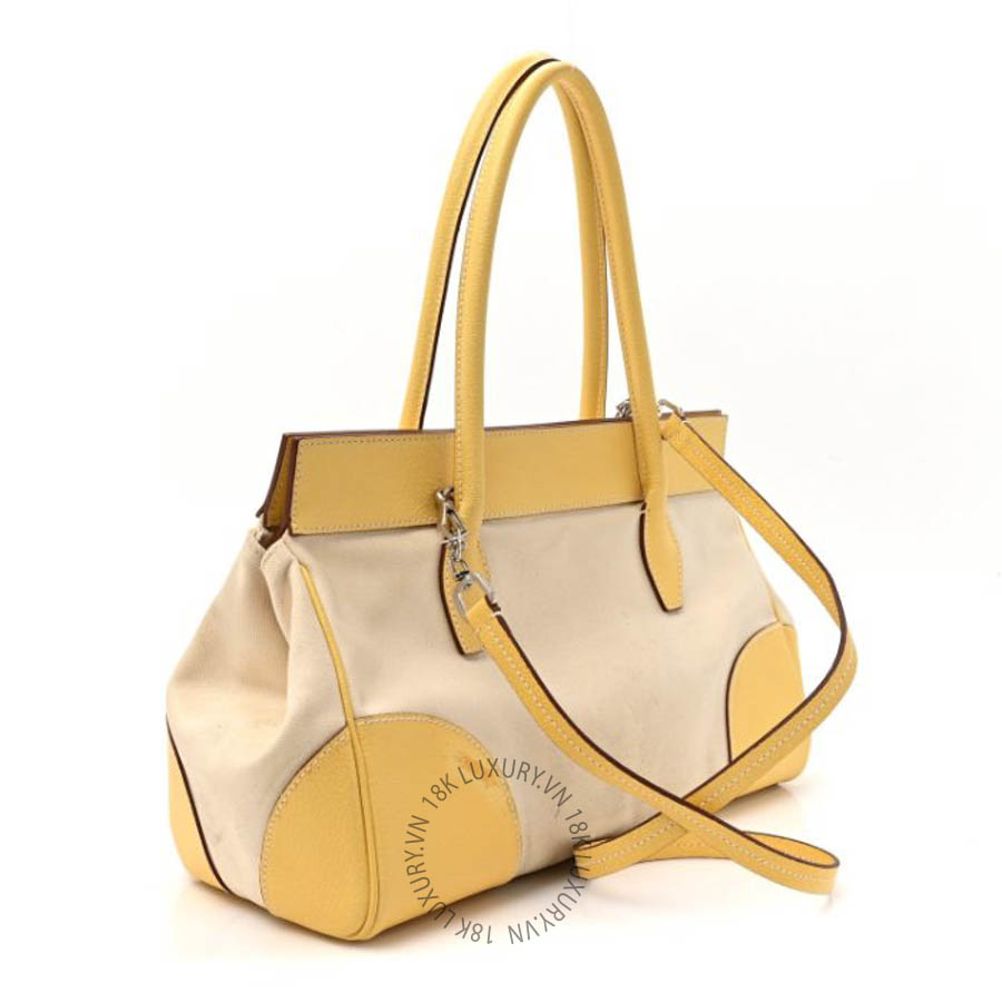 Túi xách Prada Canapa Cinghiale Cuir Tote Grezzo Crema FPTP074
