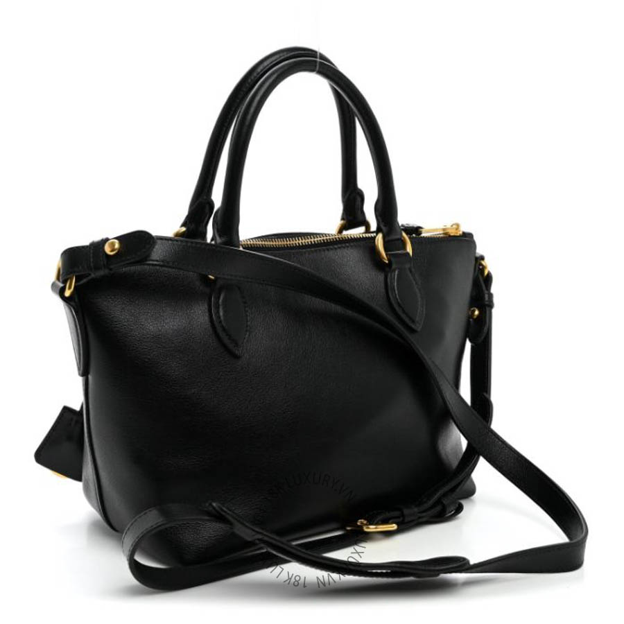 Túi xách Prada Glace Calfskin Embossed Logo Tote Black FPTP238