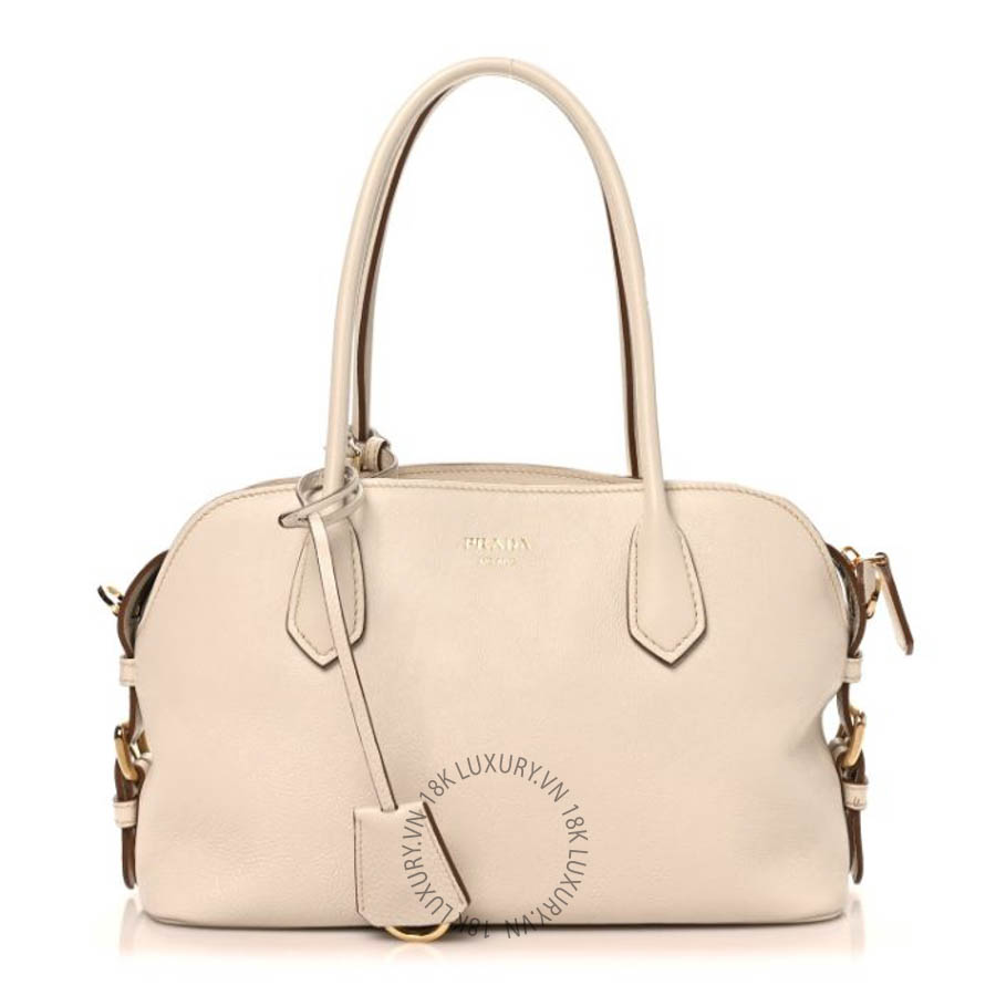 Túi xách Prada Glace Calfskin Medium Signet Tote Talco FPTP617