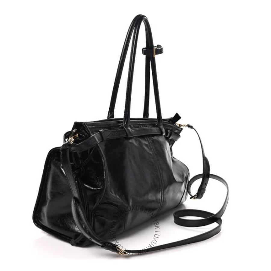 Túi xách Prada Glossy Calfskin Triangle Large Bonnie Shoulder Bag Black FPTP639