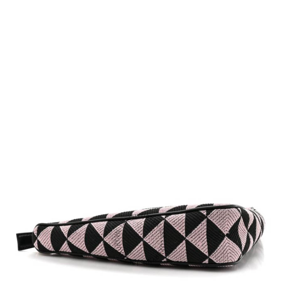 Túi xách Prada Jacquard Triangolo Symbole Embroidered Mini Triangle Bag Black Alabastro FPTP511