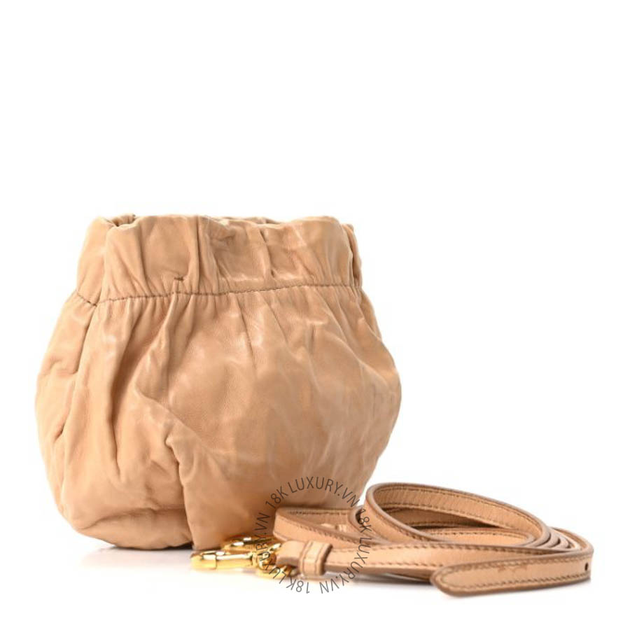 Túi xách Prada Nappa Antique Bucket Bag Beige FPTP012