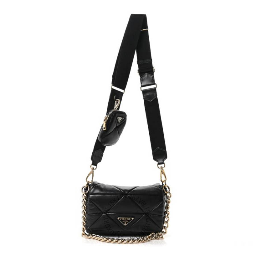 Túi xách Prada Nappa Re-Nylon Triangle Quilted Patchwork System Flap Shoulder Bag Black FPTP587