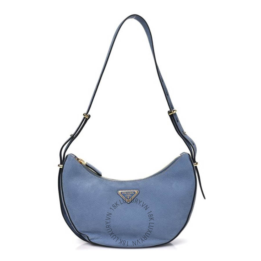 Túi xách Prada Nubuck Small Arque Shoulder Bag Aviation Blue FPTP595