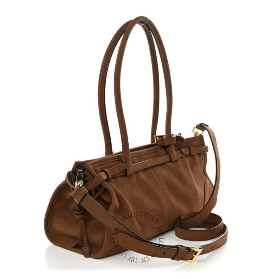 Túi xách Prada Nubuck Triangle Medium Bonnie Shoulder Bag Cacao FPTP631