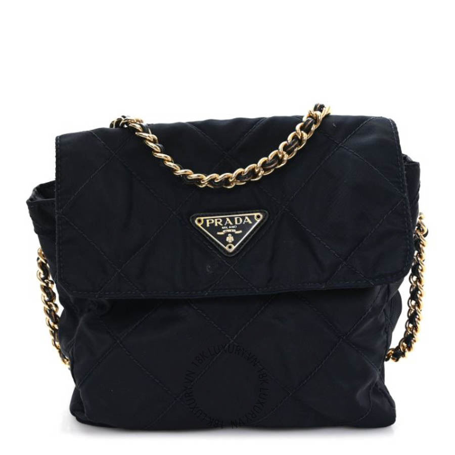 Túi xách Prada Nylon Tessuto Impuntu Quilted Flap Shoulder Bag Blue FPTP071