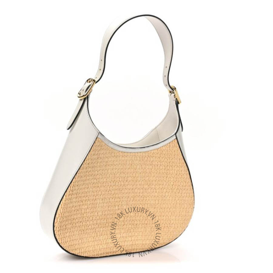 Túi xách Prada Paglia Spazzolato Shoulder Bag Naturale White FPTP479