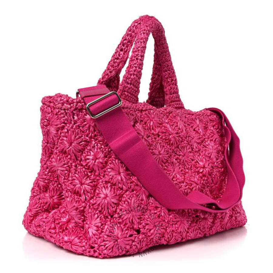 Túi xách Prada Raffia Crochet Tote Fuchsia FPTP306