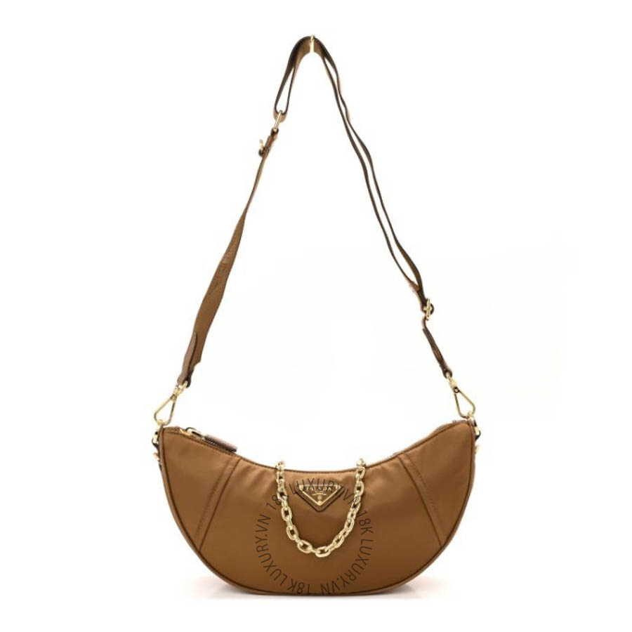 Túi xách Prada Re-Nylon Saffiano Demi-lune Shoulder Bag Brown FPTP360