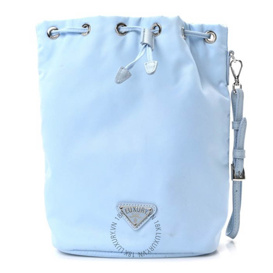 Túi xách Prada Re-Nylon Saffiano Vela Bucket Wristlet Celeste FPTP033