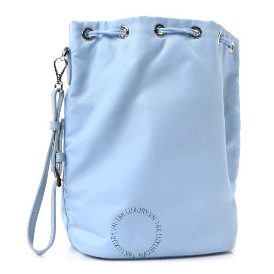 Túi xách Prada Re-Nylon Saffiano Vela Bucket Wristlet Celeste FPTP033